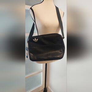 Adidas Black Messenger Bag with White Logo